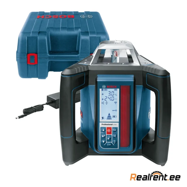 Pöördlaser Bosch GRL 500 HV + LR 50 pult-vastuvõtja – Realrent.ee